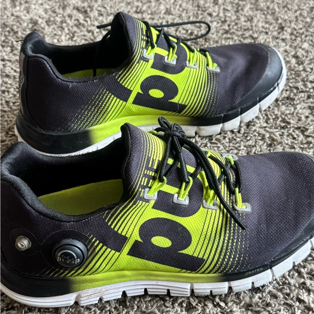 Reebok Black and Neon Green Athletic Shoes